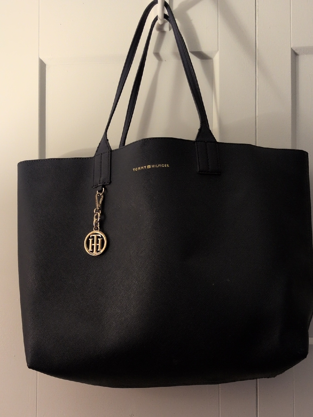 Tommy Hilfiger Blue Tote with Gold Logo Charm